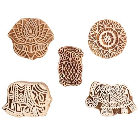 Set of 5 Piece New Mix Wooden Printing Block